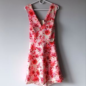Felicity & Coco McCall Fit & Flare Sleeveless Dress Pink Ivory Red Floral, Large